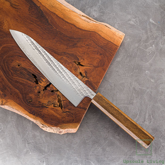 Pisau Dapur Jepang OUL Ginsan Silver #3 Damascus Nawame Gyuto 210mm Oak Handle Gyuto