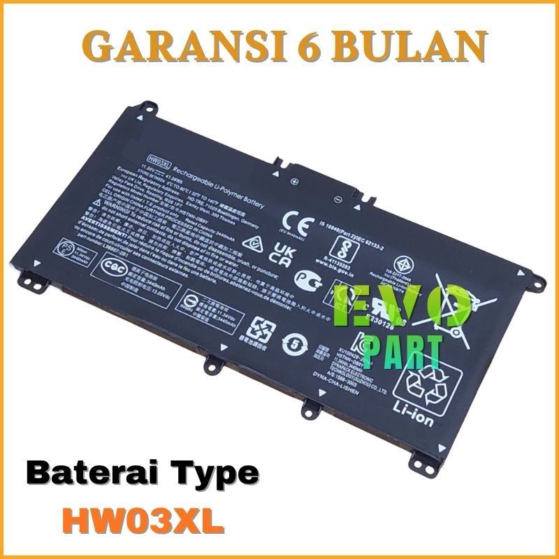 Baterai Battery HP 15-EG0000NO 15-EH0000NO 15-eg0025nr 15-eg1053cl 15-eg0074wm HW03XL -NEW