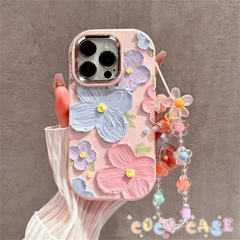 case VIVO Lukisan minyak bunga dengan rantai Casing ponsel cocok untuk VIVO Y02 Y15S Y02S Y17 Y93NON