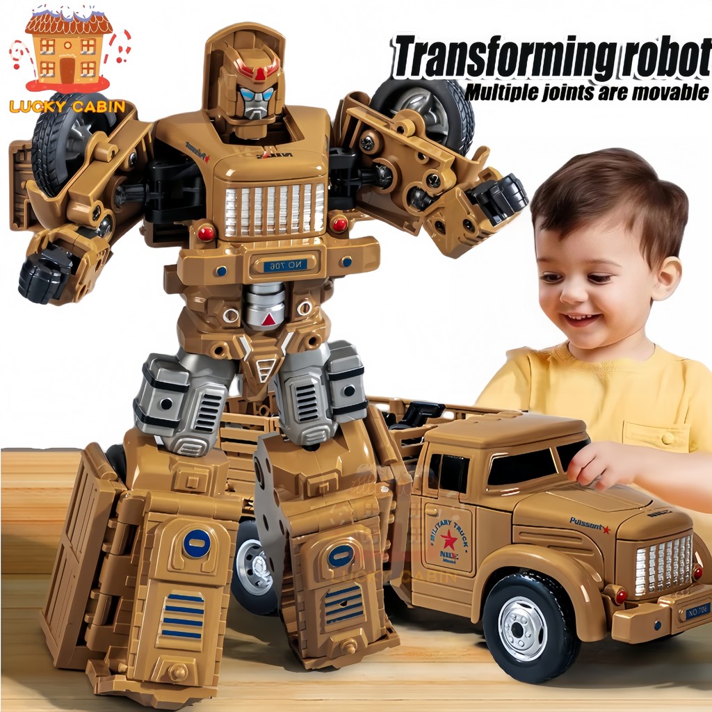 Lucky Cabin 2in1 Mainan Mobil Robot Truk Transformable Robot Mainan Robot Pengemudi Truk Mobil