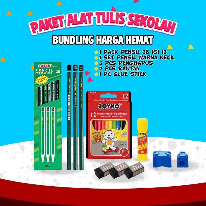 Paket alat tulis sekolah pintar /paket ATK sekolah hemat lengkap Joyko - paket ATK pendek