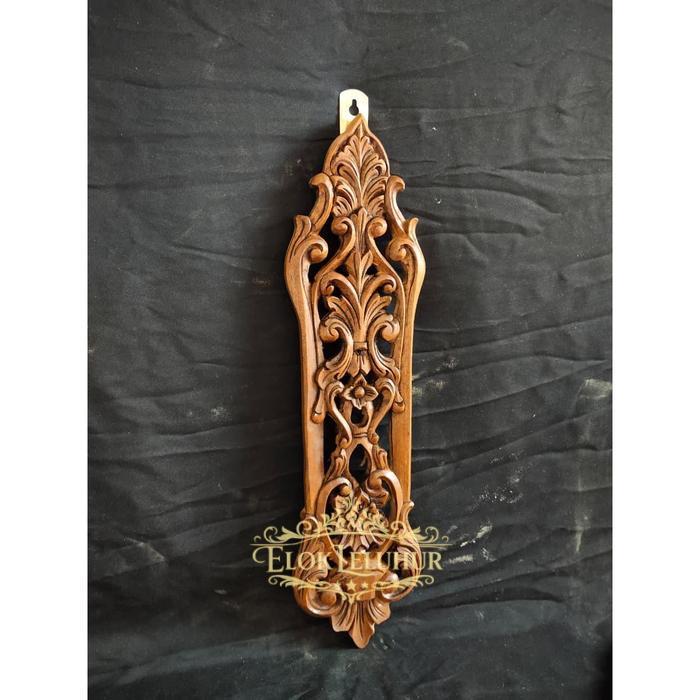 Tempat Keris Dinding Full Ukir Kayu Jati | Blawong Pusaka Klasik Jawa