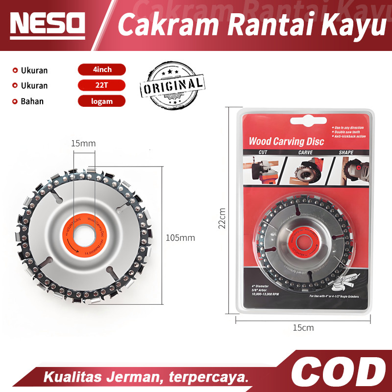 Neso Jerman 4inch Cakram Rantai Kayu Wood Carving Disc  4" (COD) / Disc Chain Saw Angle Grinder Mata