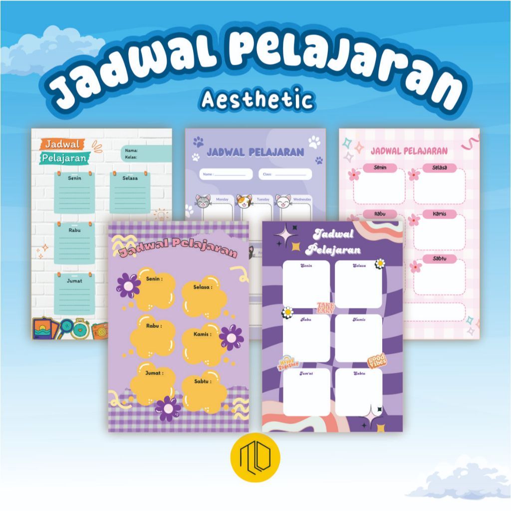 Poster Jadwal Pelajaran Aesthetic -  Jadwal Pelajaran Custom - Poster Jadwal Pelajaran Sekolah 5 - P