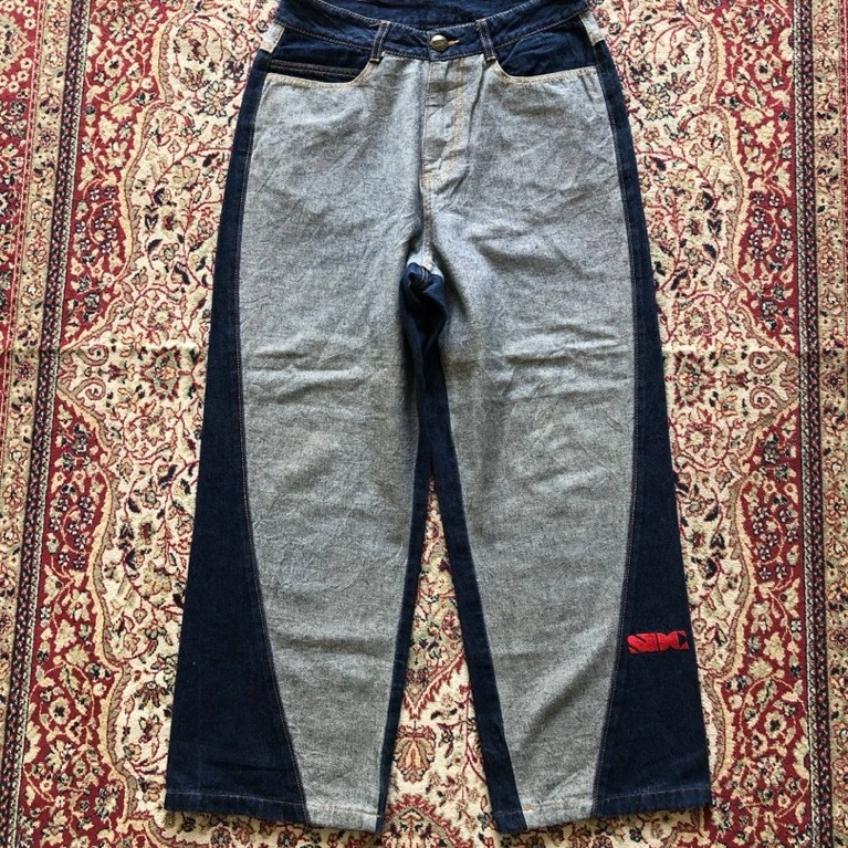 Celana Sculptor reverse block denim pants Vintage Denim Color block Hi369