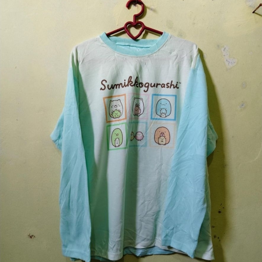 Kaos Lengan Panjang Sumikko Gurashi Warna Mint