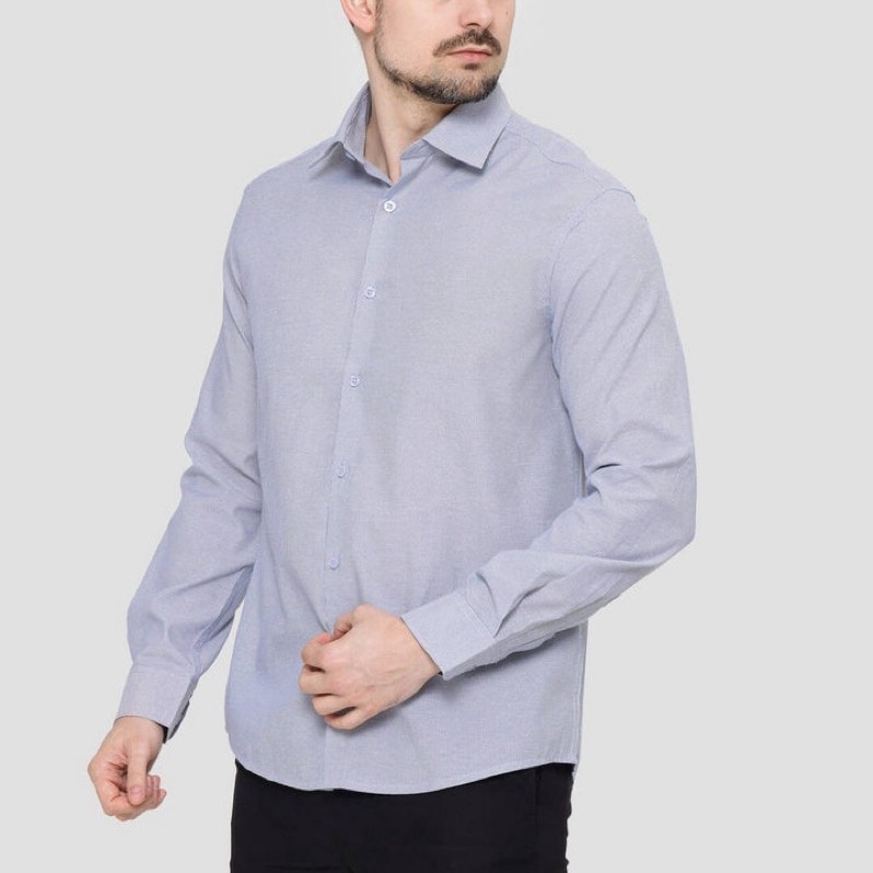 [NEW] COLE KEMEJA LENGAN PANJANG PRIA STRIPE NAVY XL