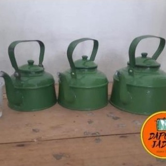 Ceret Enamel Hijau Jadul 16-20cm Cat Ulang