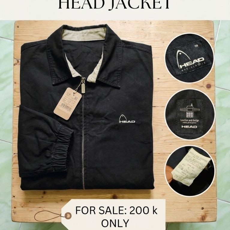 ​Jaket Pria Vintage H-E-A-D Neo Classic Black Size XL - Jaket Harrington Casual Second Berkualitas