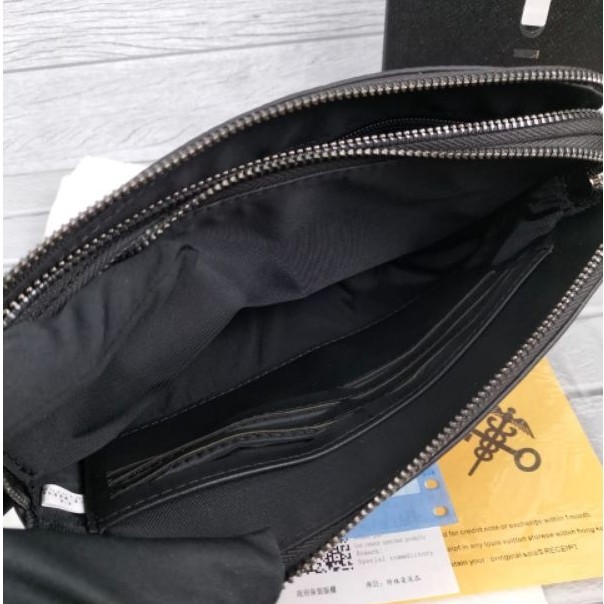 Tas Handbag Pria Clutch Bag Duo Zipper Kulit Asli Co