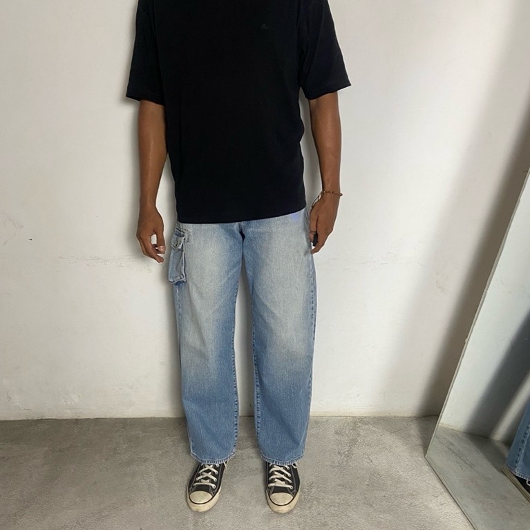 AMORE PURO SINGLE CARGO BAGGY JEANS