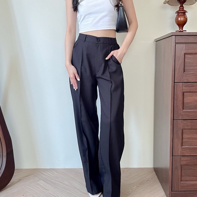 Helio SHIREKA Pants - Straight Wide Pants - Wide Leg Trousers - Semi Wide Pants - Relaxed Tailored P