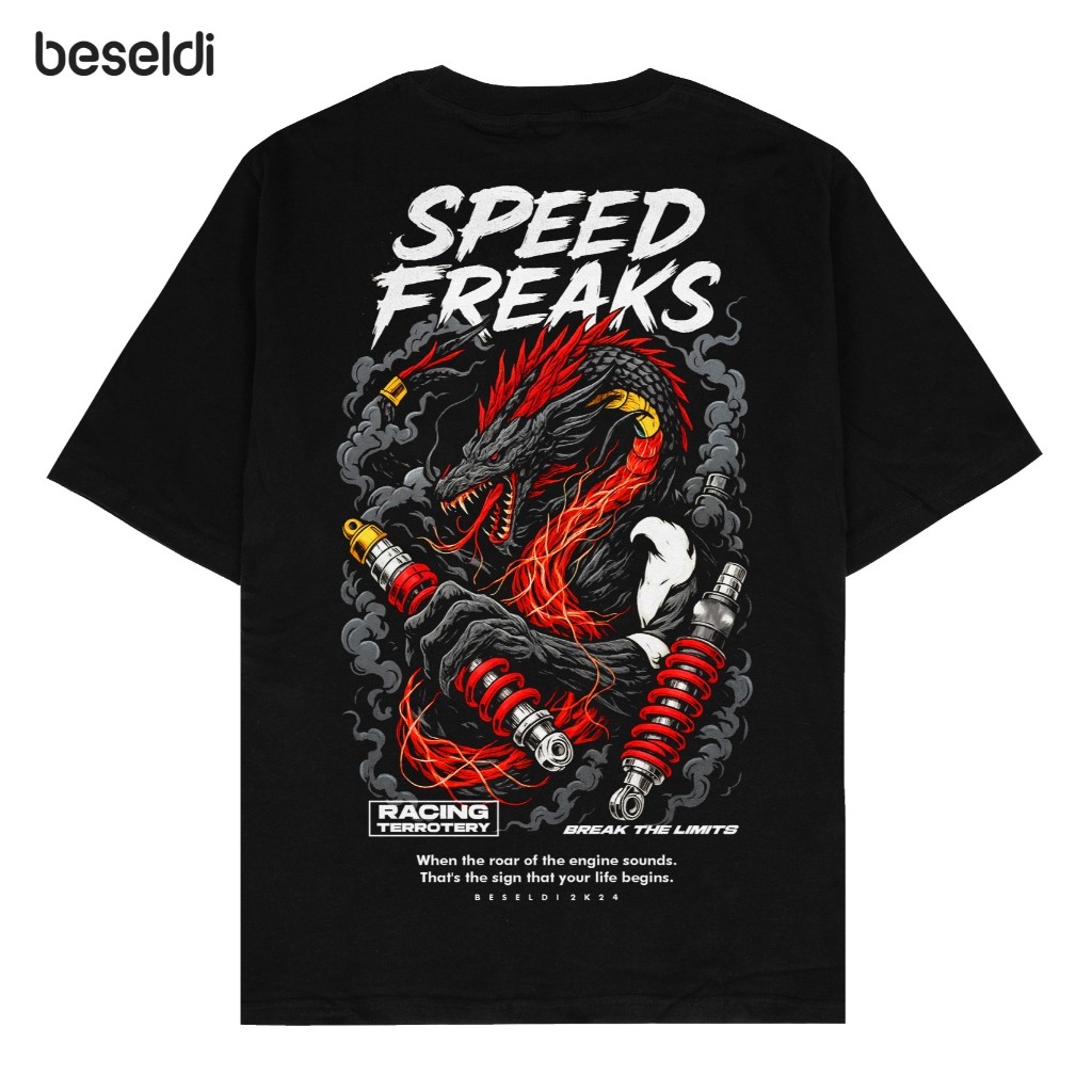 Kaos Baju Distro Speed Freak Racing Terrotery Break The Limit T-shirt Racing Balap Sunmori Otomotif 