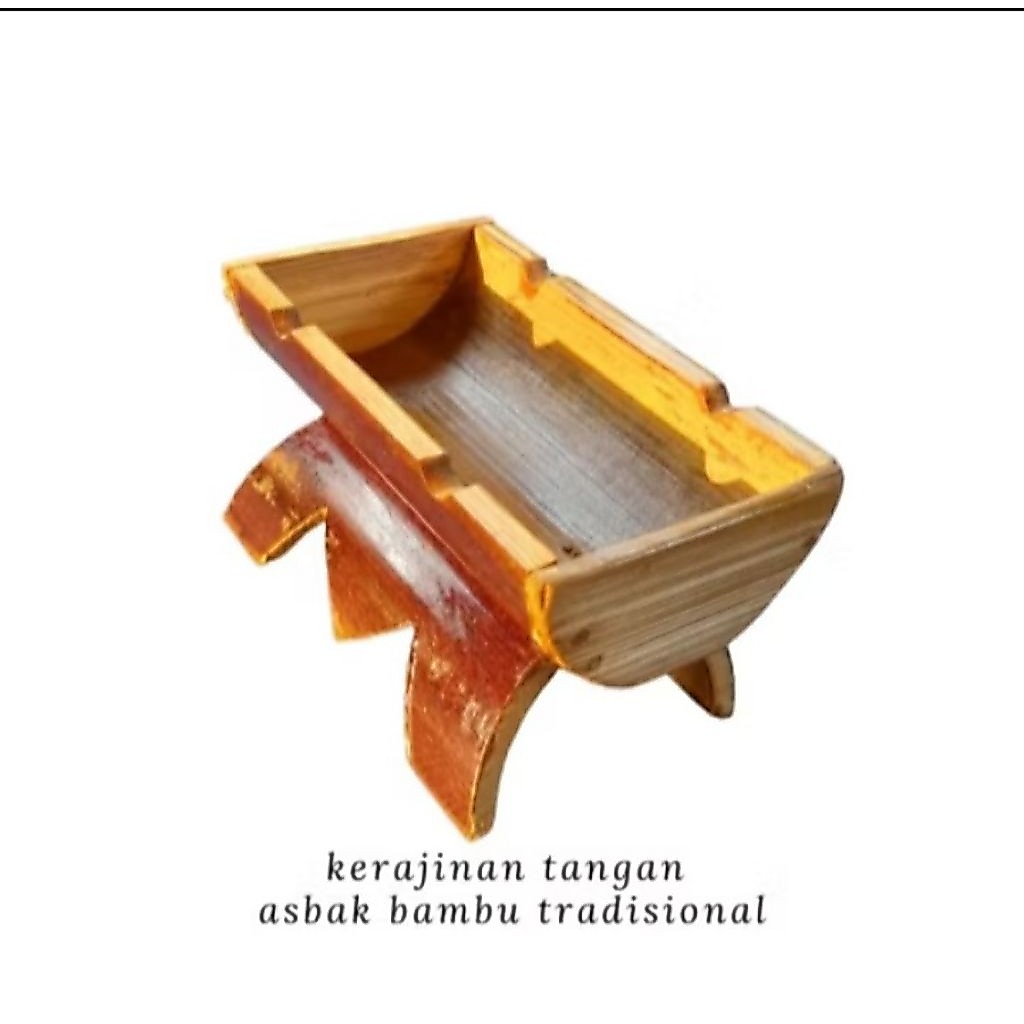Asbak Bambu Kaki Unik Tradisional - Kerajinan Tangan Estetik / Wadah Abu Rokok Bambu Klasik