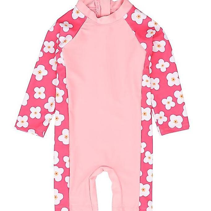 Baju Renang Bayi dan Anak Jumpsuit Baby Swimsuit Kids Wetsuit Flower Bunga Pink