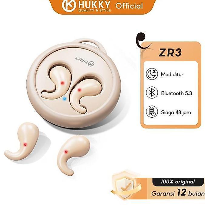HUKKY ZR3 Headset Bluetooth Earphones TWS Sleepbuds Mini Invisiable - Ponsel Bass Microphone, Noise 