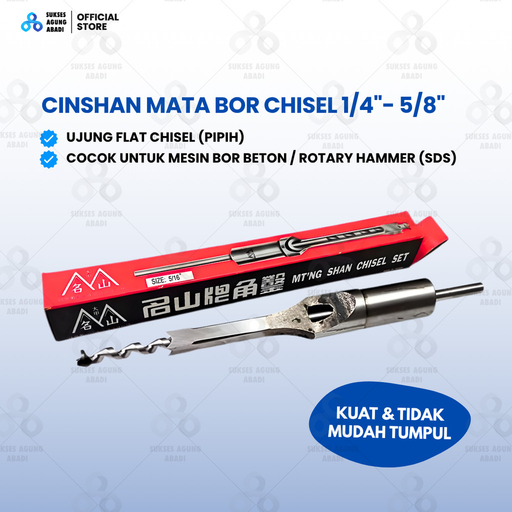 Mata Bor Bobok Kayu Kotak CINSHAN 1/4" - 5/8" - Mata Bor Chisel Pembuat Lubang Purus Kotak