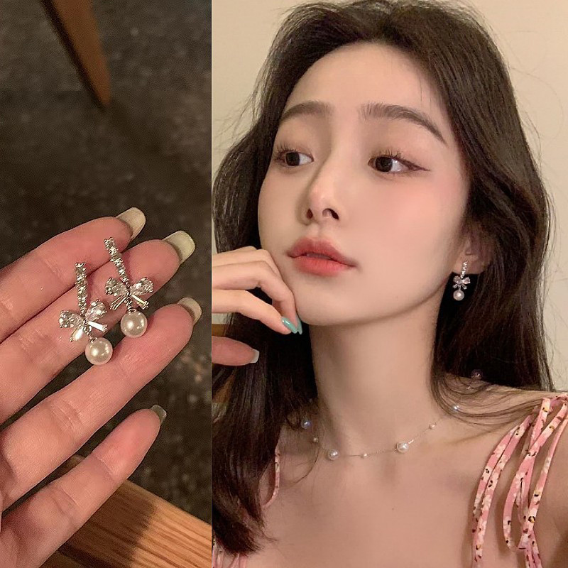 Super Fairy Pita Mutiara Rumbai Gaya Keren Anting-anting Wanita Panjang Niche WL