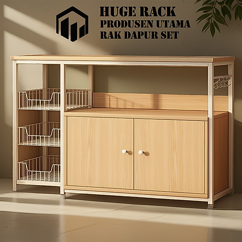 Rak Dapur Set 120x30x80cm Lemari Dapur Rak Oven Rak Microwave Kitchen Rack Rak Bumbu Rak Dapur Susun