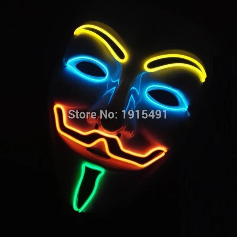 Mixed 4 colors Halloween Luminous LED Mask Costumes Cosplay Guy Fawkes Mask V For Vendetta Mask Ligh