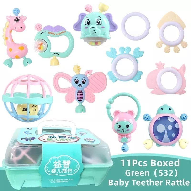 11 pcs mainan shake teether Kids toys Mainan perkembangan anak-anak  Bayi 0-12 Bulan Pendidikan Awal