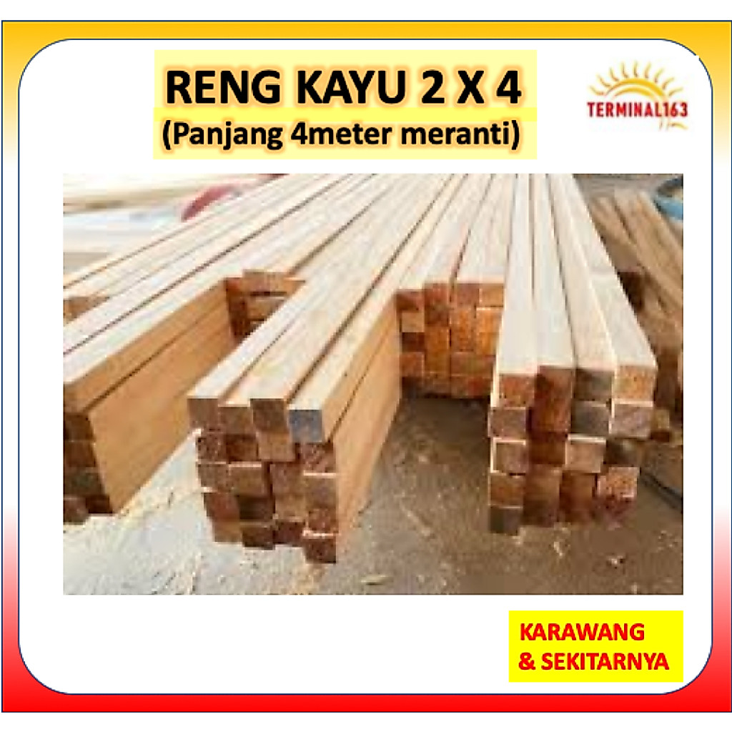RENG KAYU 2X4 MERANTI PANJANG 4M