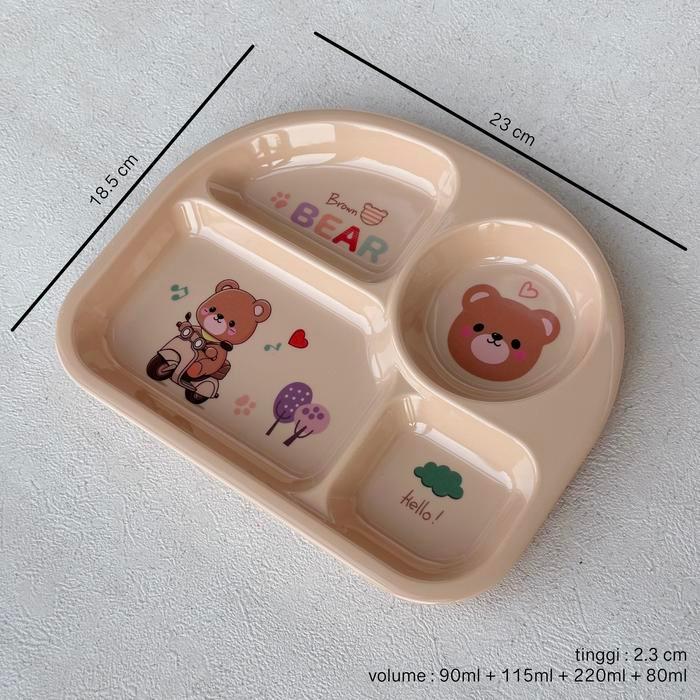 ELCO Premium Melamine Bear kids tableware set plate bowl cup spoon / alat makan anak premium melamin