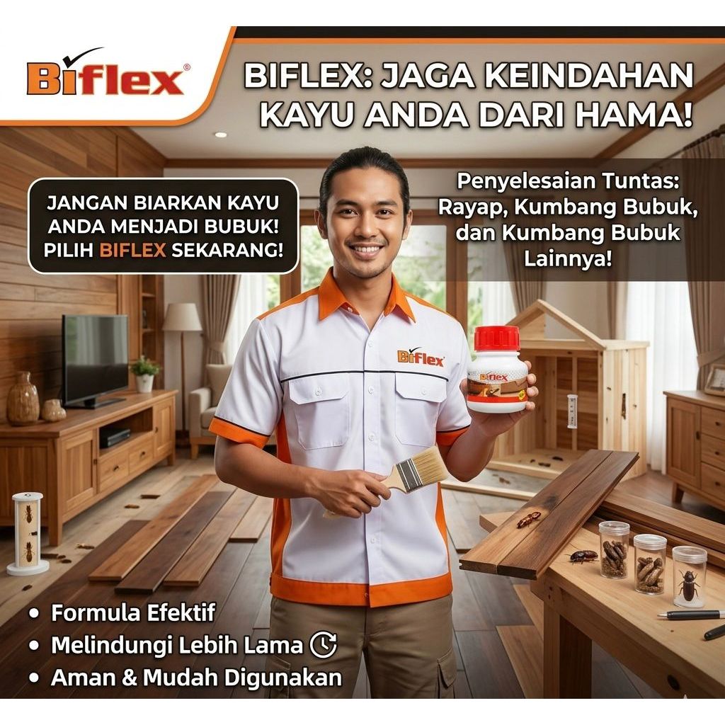 Obat Kayu Anti Rayap Kumbang Bubuk Biflex 100 ML Termitisida Ampuh Cair Perlindungan Furniture Bangu