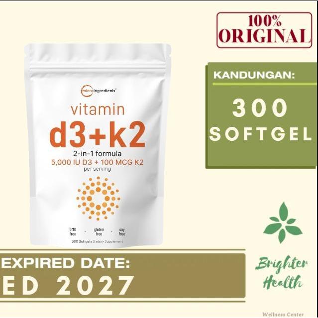 Micro Ingredients D3 5000iu K2 D3 K2 MicroIngredients Vitamin D3 5000IU + Vitamin K2 100mcg isi 300 