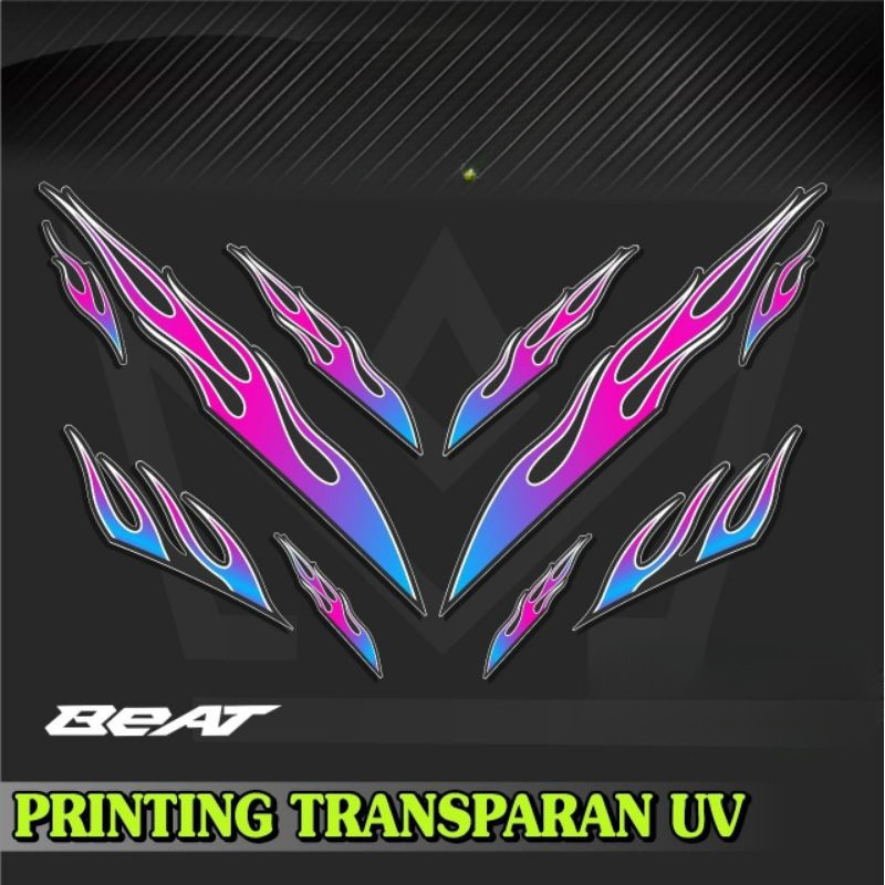 Decal Sticker Striping Variasi Transparan Uv Beat Pop Api Honda Beat Pop 110 Esp Cbs Iss Beat Pop