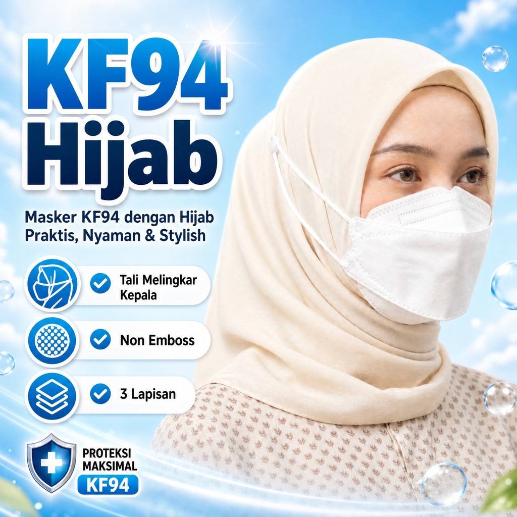 Masker KF94 | Masker Hijab | Masker KF94 Hijab |Masker KF94 Model Hijab OR