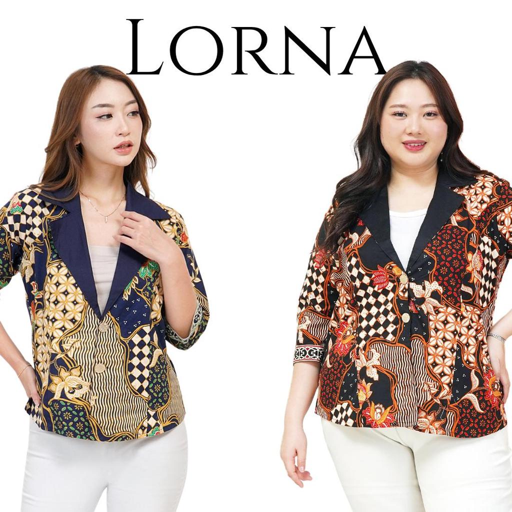 [ LORNA ] LD100/110/120/130 Kardigan / Jas Batik Wanita Lengan 3/4 Katun Stretch Premium Jumbo Bigsi