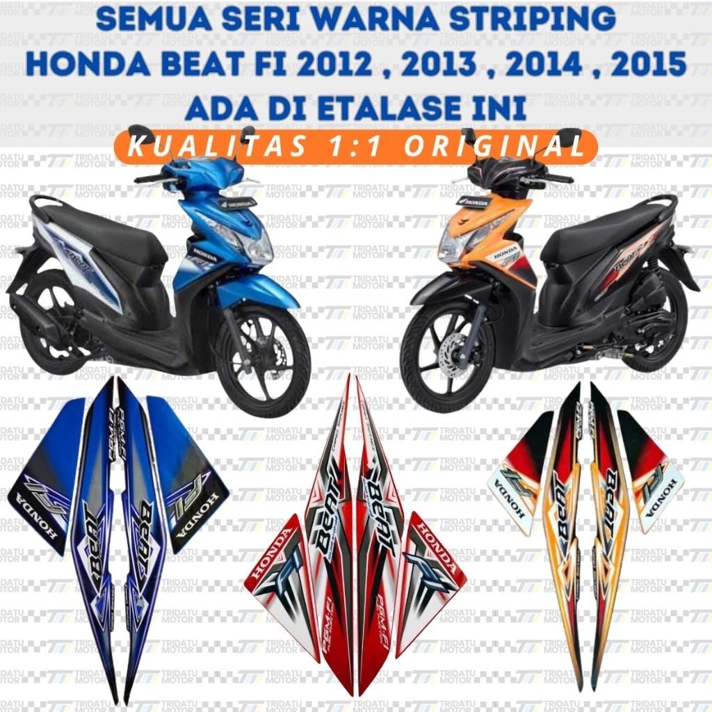 STRIPING HONDA BEAT 110 CBS MERAH HITAM BIRU HIJAU PUTIH 2012 2013 2014 2015 KUALITAS ORIGINAL STICK