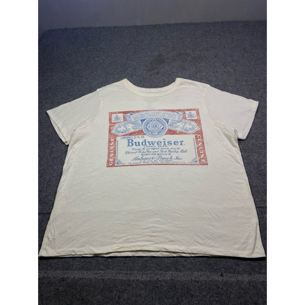 KAOS VINTAGE BUDWEISER PUTIH TULANG SIZE XL