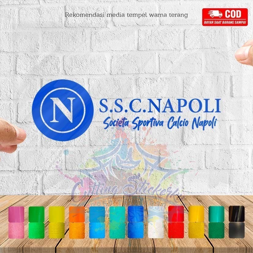 Cutting Stiker Napoli Variasi Motor Mobil Sticker Timbul Keren Nyala Dasbor Spakbor Visor Body Kaca 