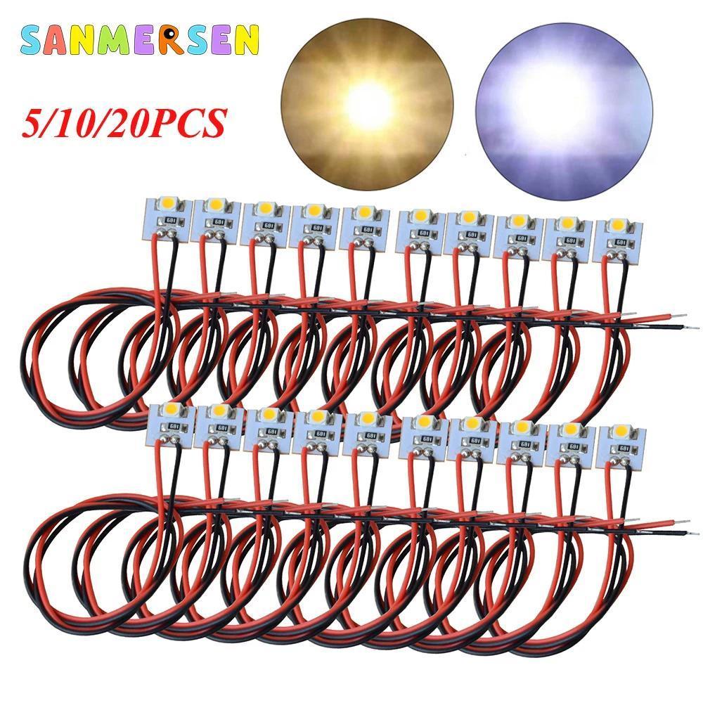 5/10/20pcs Lampu SMD 3528 Micro Litz Led Pra-Solder dengan Kabel 12V 30cm untuk Model Rel Kereta Api