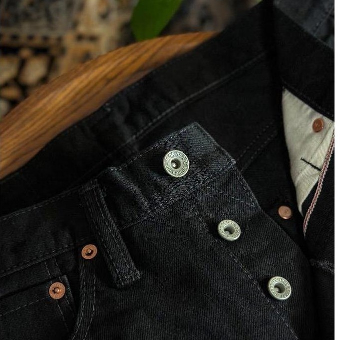 Iron Heart Ih-634S-142Bb 14Oz Black X Black Selvage Straight Cut Jeans