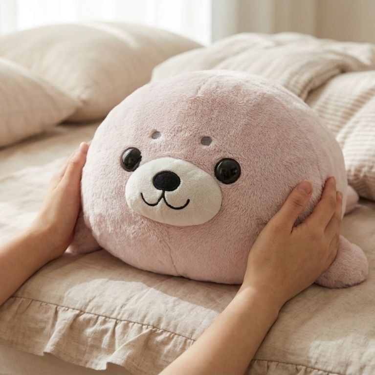 Bantal Selimut Boneka Anjing Laut Harpa Merah Muda Super Lembut Original Baskin Robbins