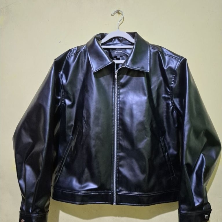 OCWA PHILL BIKER ZIP LEATHER JACKET BLACK (Preloved)