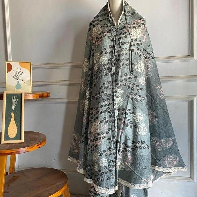 MUKENA RAYON DEWASA MOTIF DAUN BATIK RENDA KECIL SUPER SUPER LEMBUT&ADEM