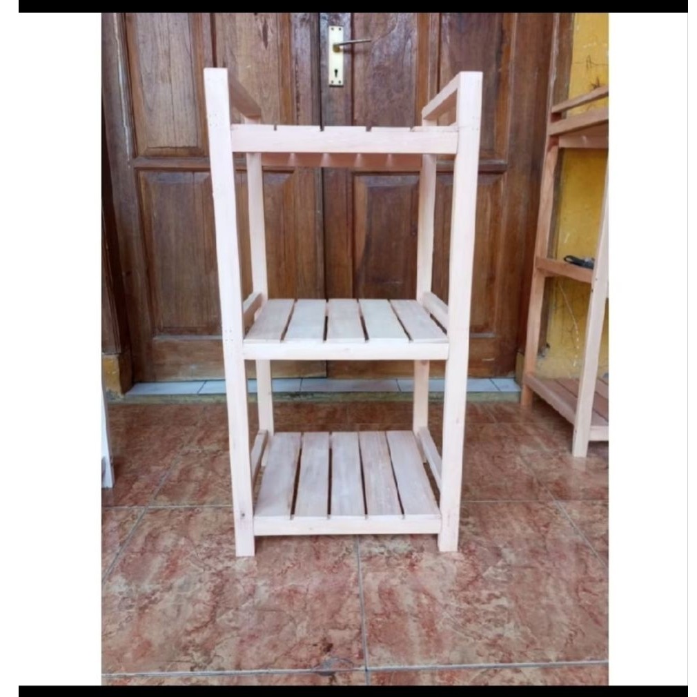 RAK DISPENSER/GALON 3 SUSUN KAYU MINIMALIS