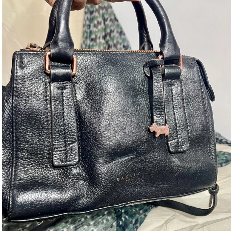 Radley London Speedy Handle Shoulder Sling Bag Kulit Asli Kulas Warna Hitam