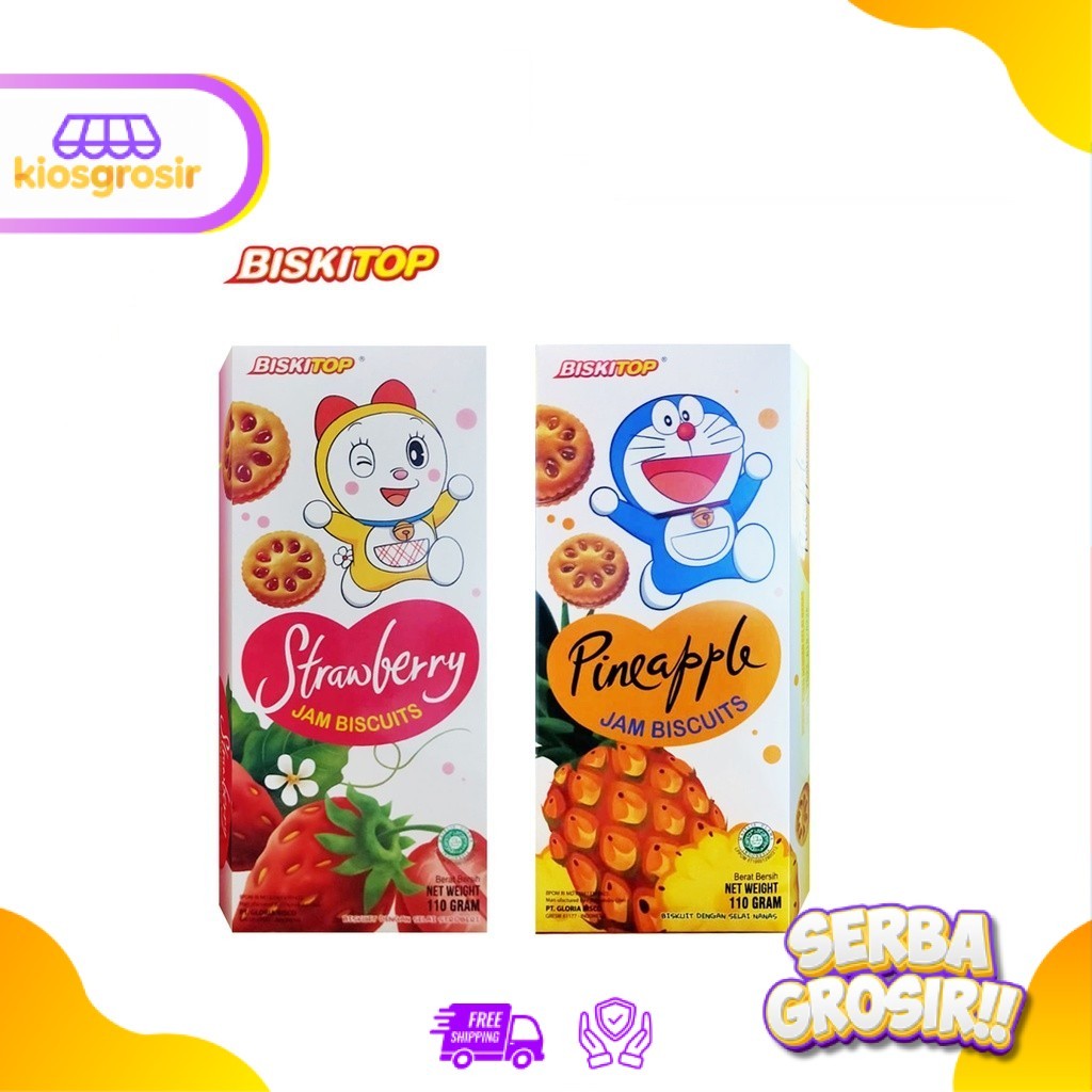 KIOSGROSIR Biskitop Jam Biscuits Strawberry Pineapple 110 g Biskuit Selai Stroberi Nanas