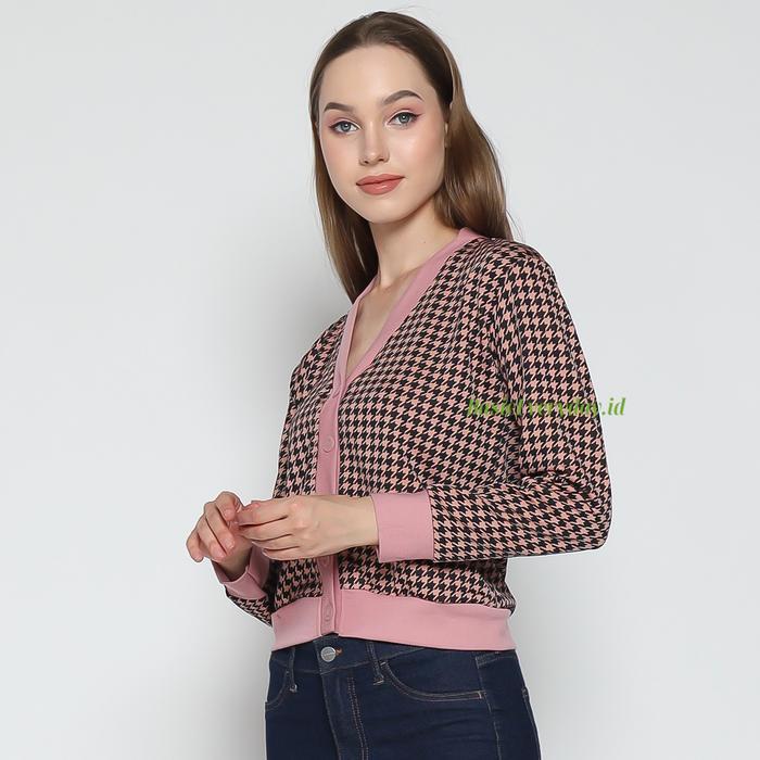 Sweater Crop Cardigan Motif Wanita Lidya BasicEveryday - Outer Lidya-Salem, Jumbo Ld-120Cm