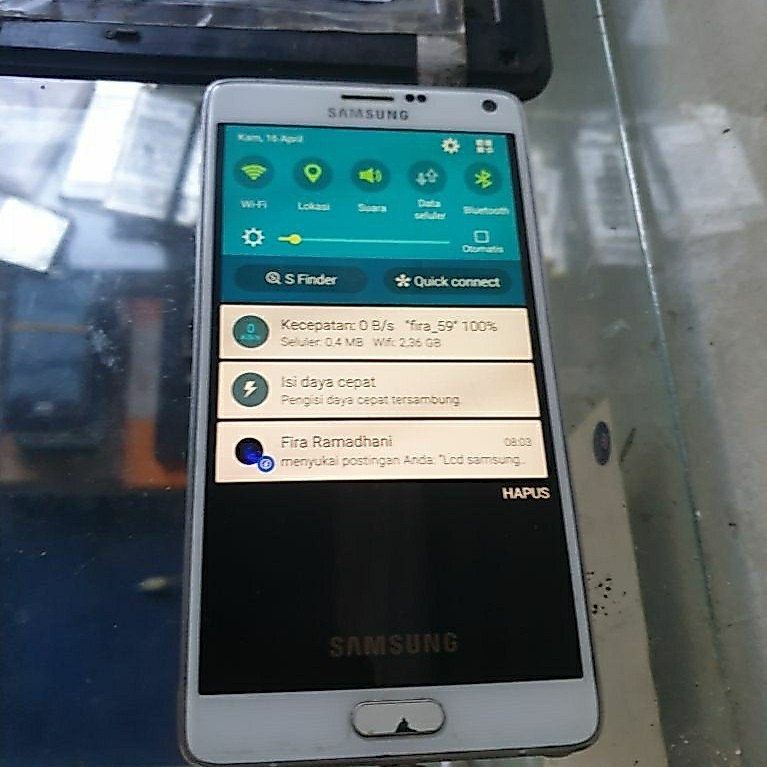 Lcd samsung note 4 white ori copotan