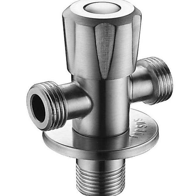 stop kran 1/2 inch stainless sus 304 double / stop keran cabang 2 T SS