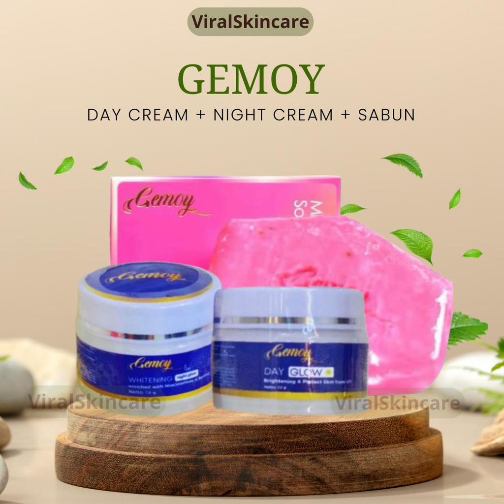BUNDLING Gemoy Day Cream + Night Cream + Milky Rose Pinky Soap - Mencerahkan serta Mengglowingkan Wa