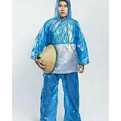 Jas Hujan Plastik Tebu - Jas Hujan jaket celana sekali pakai - APD perlindungan Corona Covid 19