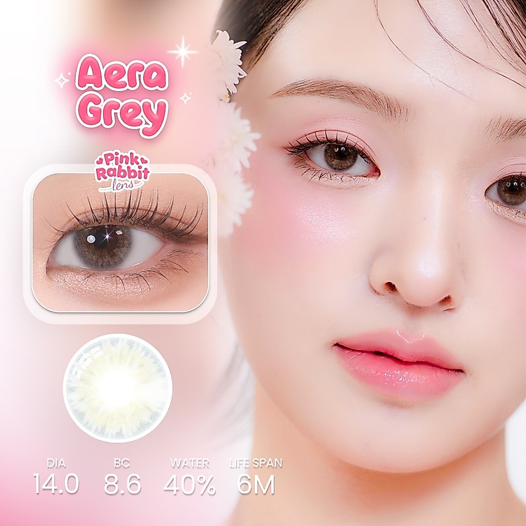 PINKRABBIT SOFTLENS AERA GREY - Normal, Minus 0.5 S/D 10.00 (1PCS/Sebelah) / Softlens / Soft Lens / 
