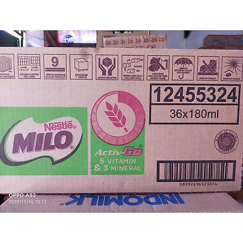 Milo uht 180 ml isi 36 kotak